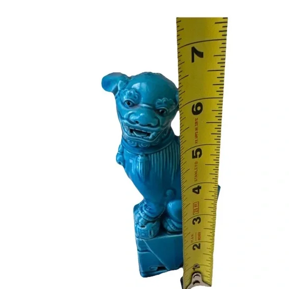 Vintage Chinese Foo Dog Turquoise Blue Glazed Porcelain - Picture 12 of 12
